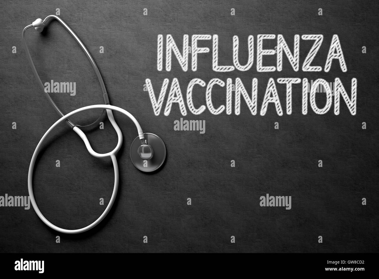 Chalkboard with Influenza Vaccination. 3D Illustration. Stock Photo