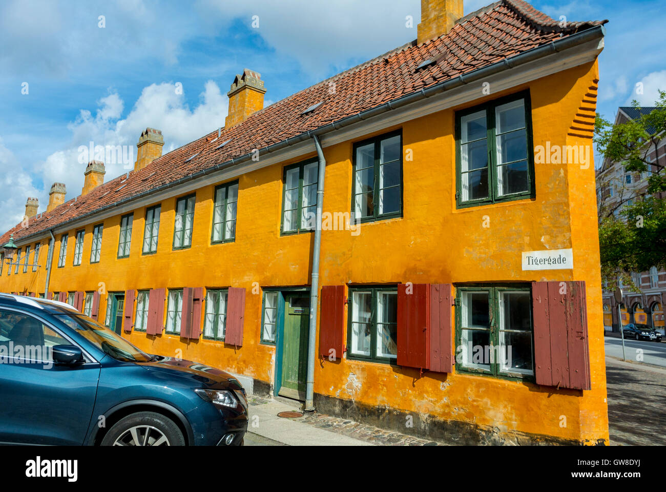 Copenhagen, Denmark, Traditional Danish Town Houses Architecture, Yellow Facades Historic