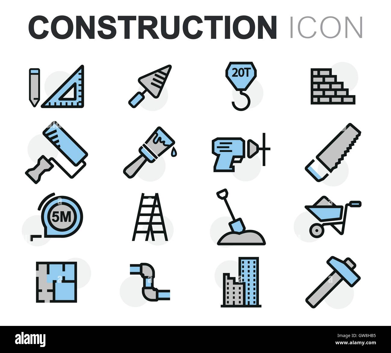 Vector flat line construction icons set Stock Vector Image & Art - Alamy