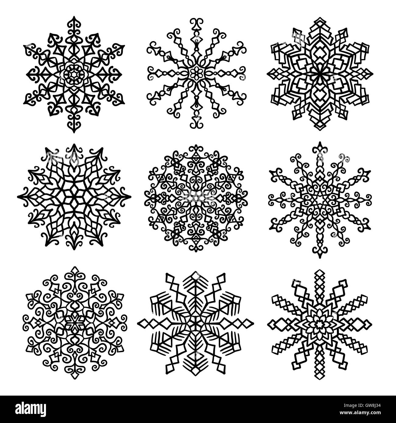 Download Vector Snowflakes Mandala Set Stock Vector Image Art Alamy