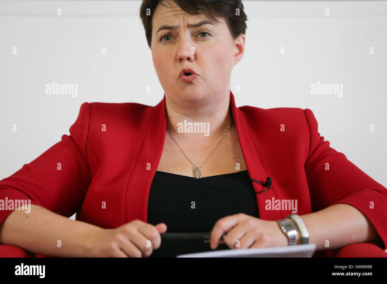 Scottish Conservative leader Ruth Davidson makes a speech at the European Council on Foreign Relations in London, where she said the UK must remain a 'beacon' for liberal, democratic values in the wake of the vote to leave the EU. Stock Photo