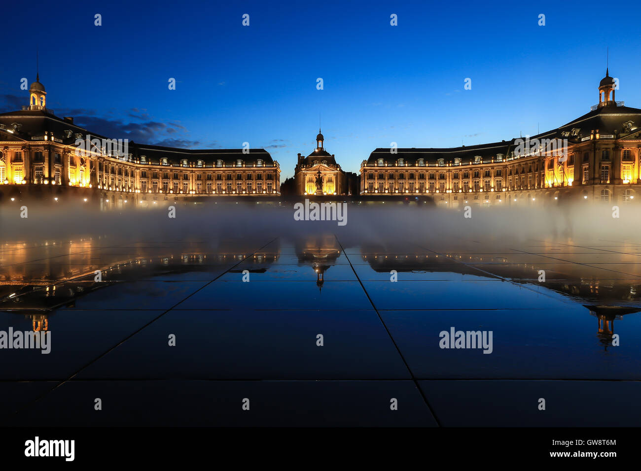 Reflection of Place De La Bourse in Bordeaux, France. A Unesco World