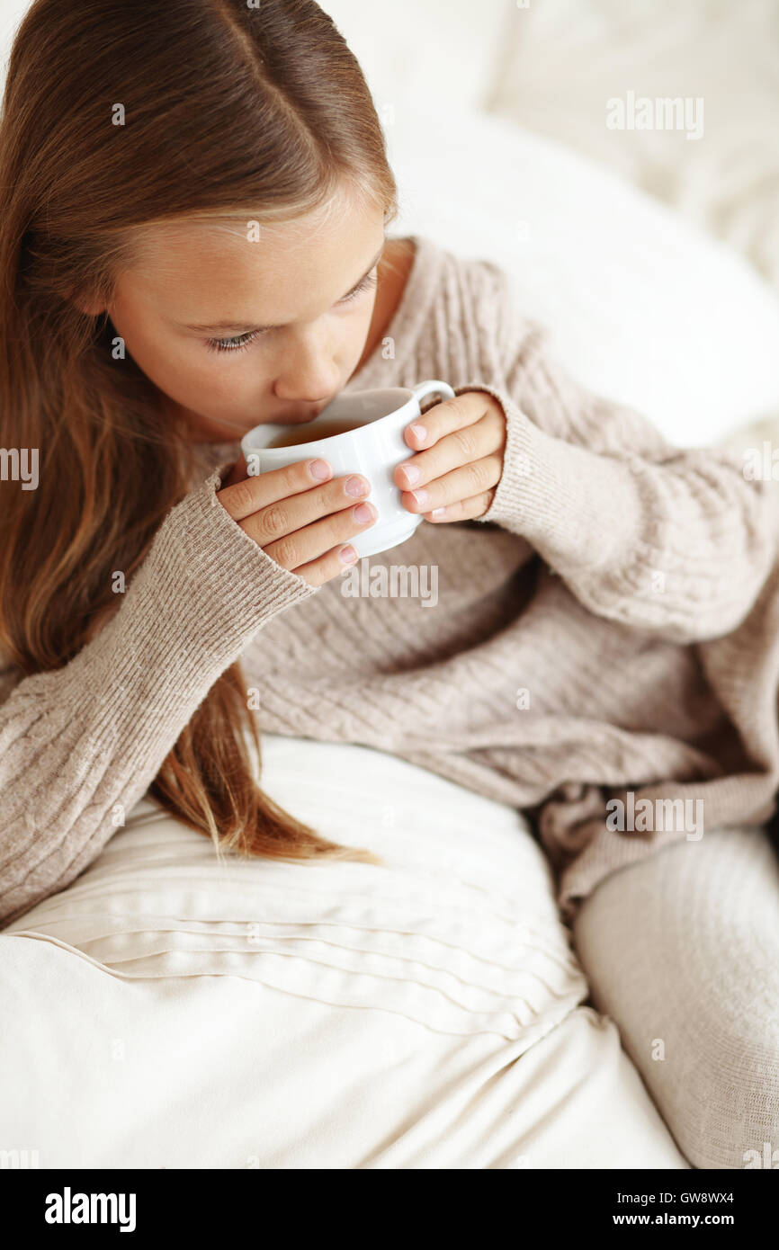 Child drinking tea Stock Photo Alamy