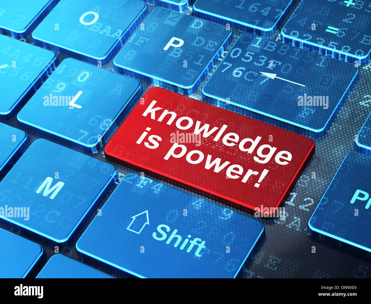Education concept: Knowledge Is power! on computer keyboard back Stock Photo