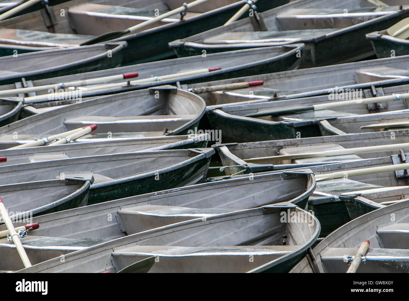 Empty boats for rent Stock Photo Alamy