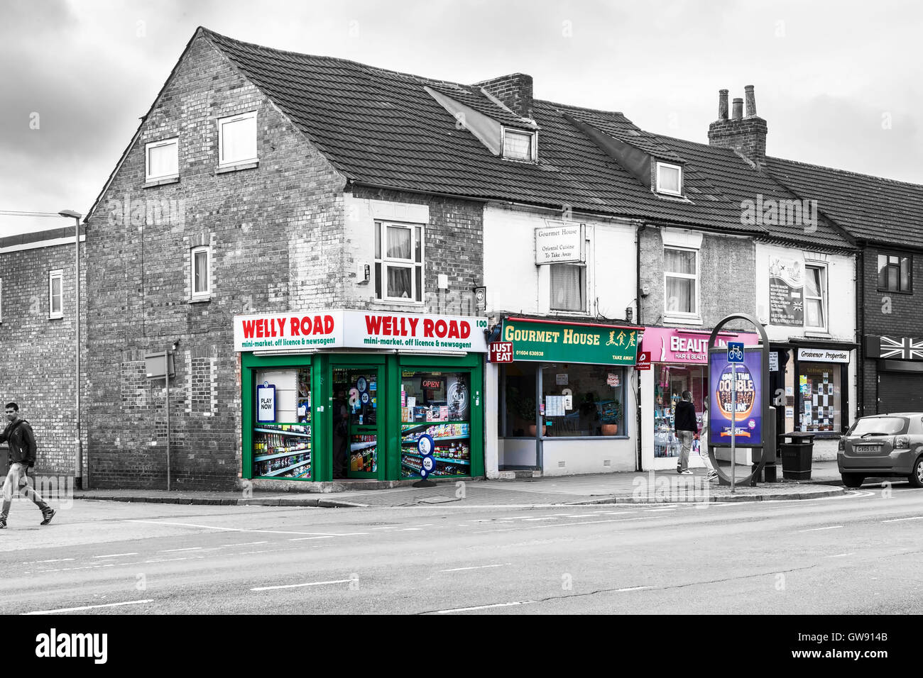 Shops on Wellingborough road near Abington Square Northampton Stock