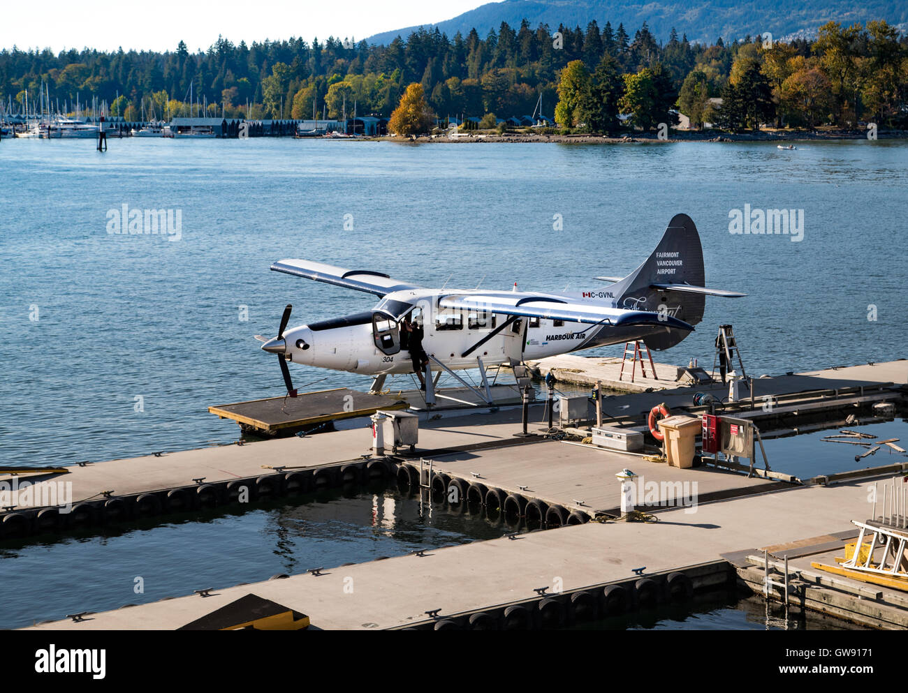 A De Havilland DHC-3 Otter Floatplane getting ready for take off in Vancouver, BC, Canada. Stock Photo