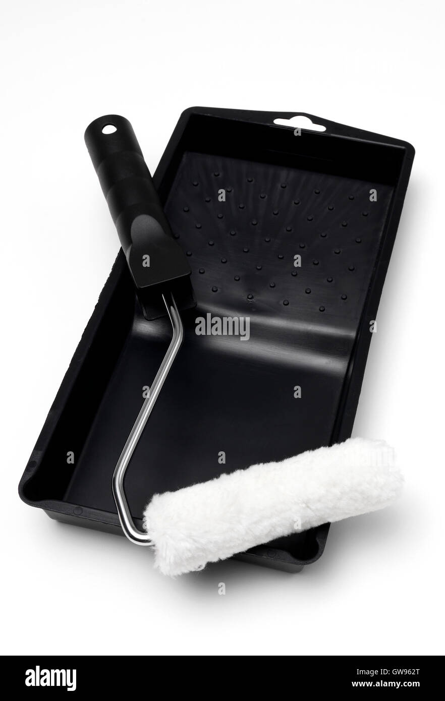 Isolated paint tray with roller Stock Photo Alamy