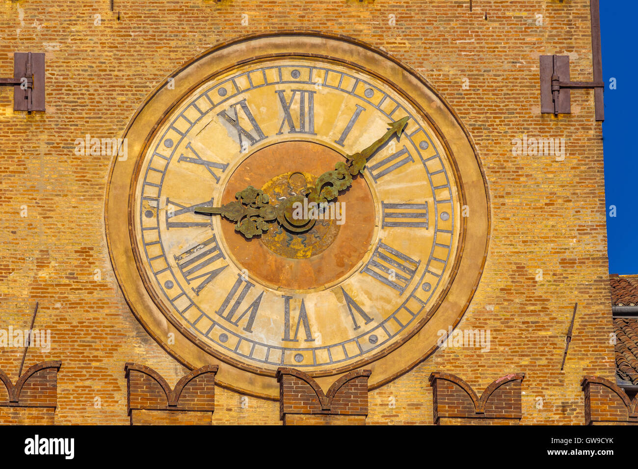The Hands Of An Eighteenth Century Clock In Brick Tower Stock Photo Alamy