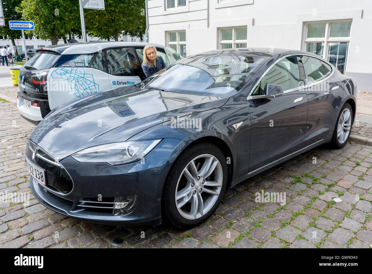 Copenhagen, Denmark, Street Scenes, Expensive, Luxury Tesla Electric