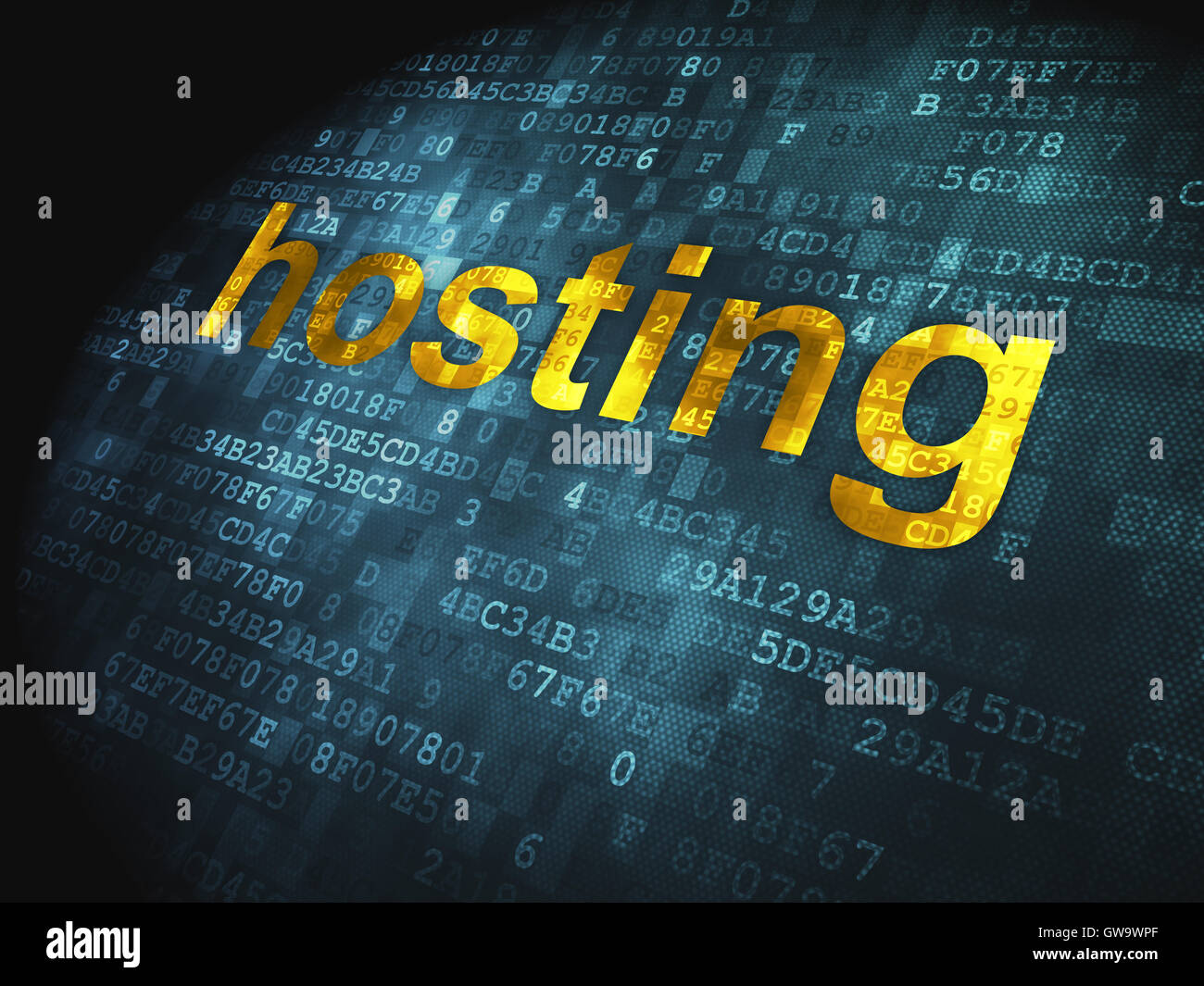 SEO web design concept: Hosting on digital background Stock Photo - Alamy