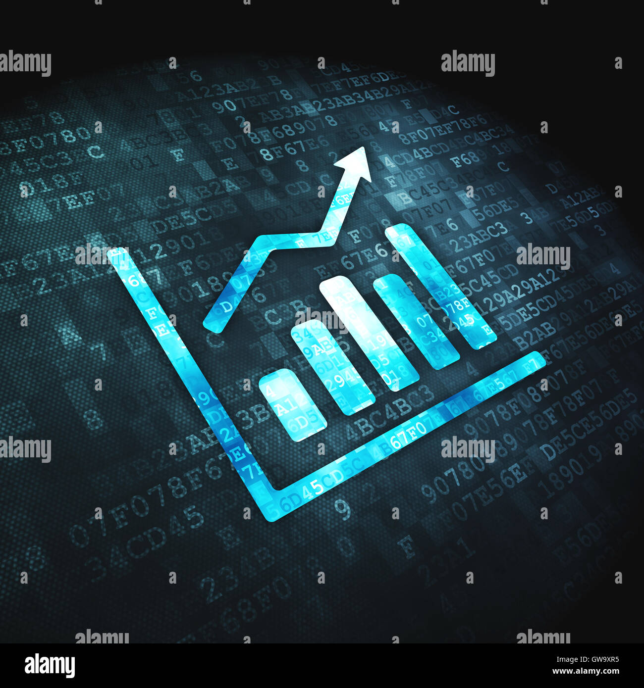 Finance concept: Growth Graph on digital background Stock Photo