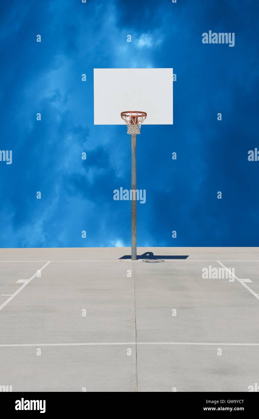 Pure White Basketball Standard or Backboard with Cloudy Background