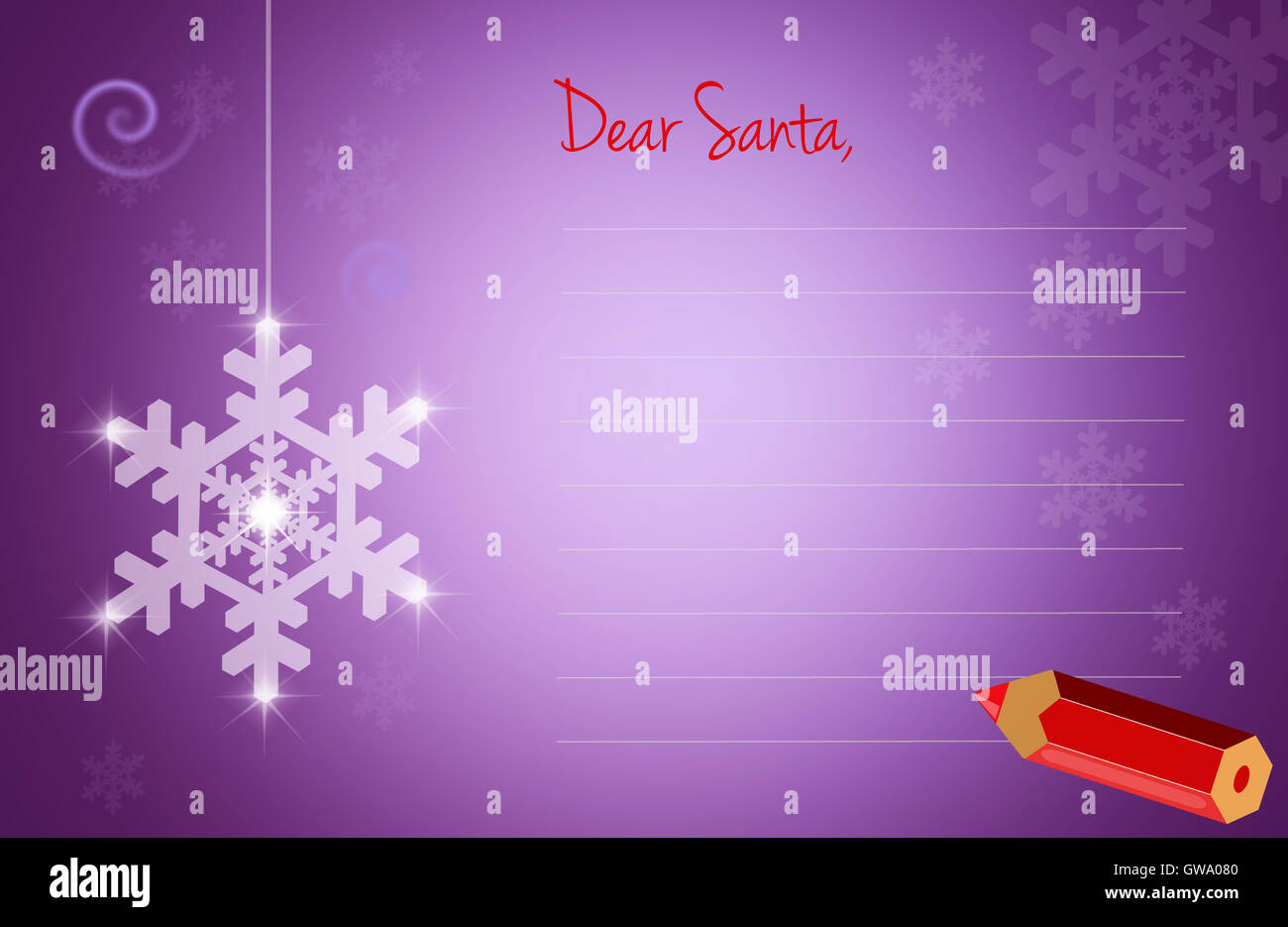 letter to Santa for Christmas Stock Photo