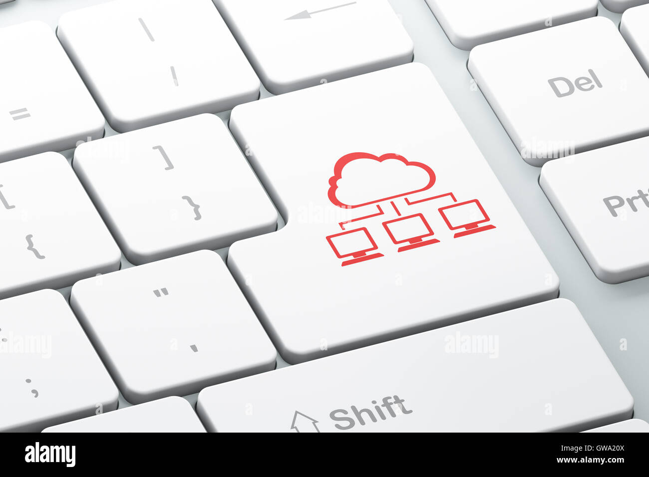 Computer technology concept: Cloud Network on keyboard background Stock Photo