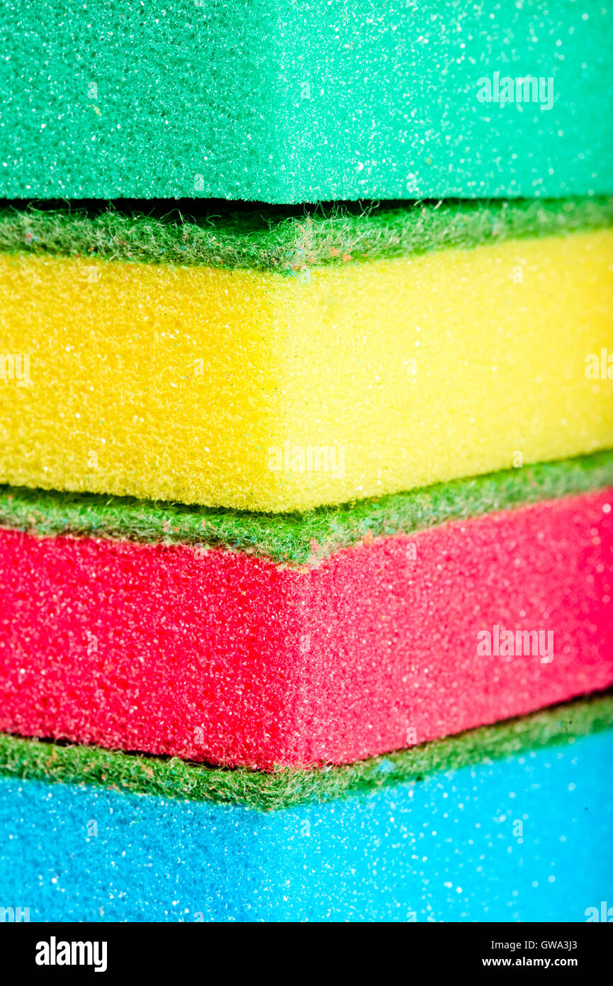 close-up sponges for washing dishes on a white background Stock Photo