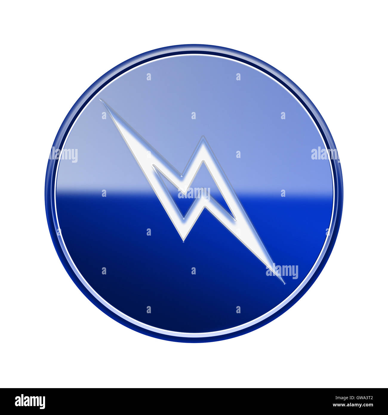 Lightning icon glossy blue, isolated on white background Stock Photo ...