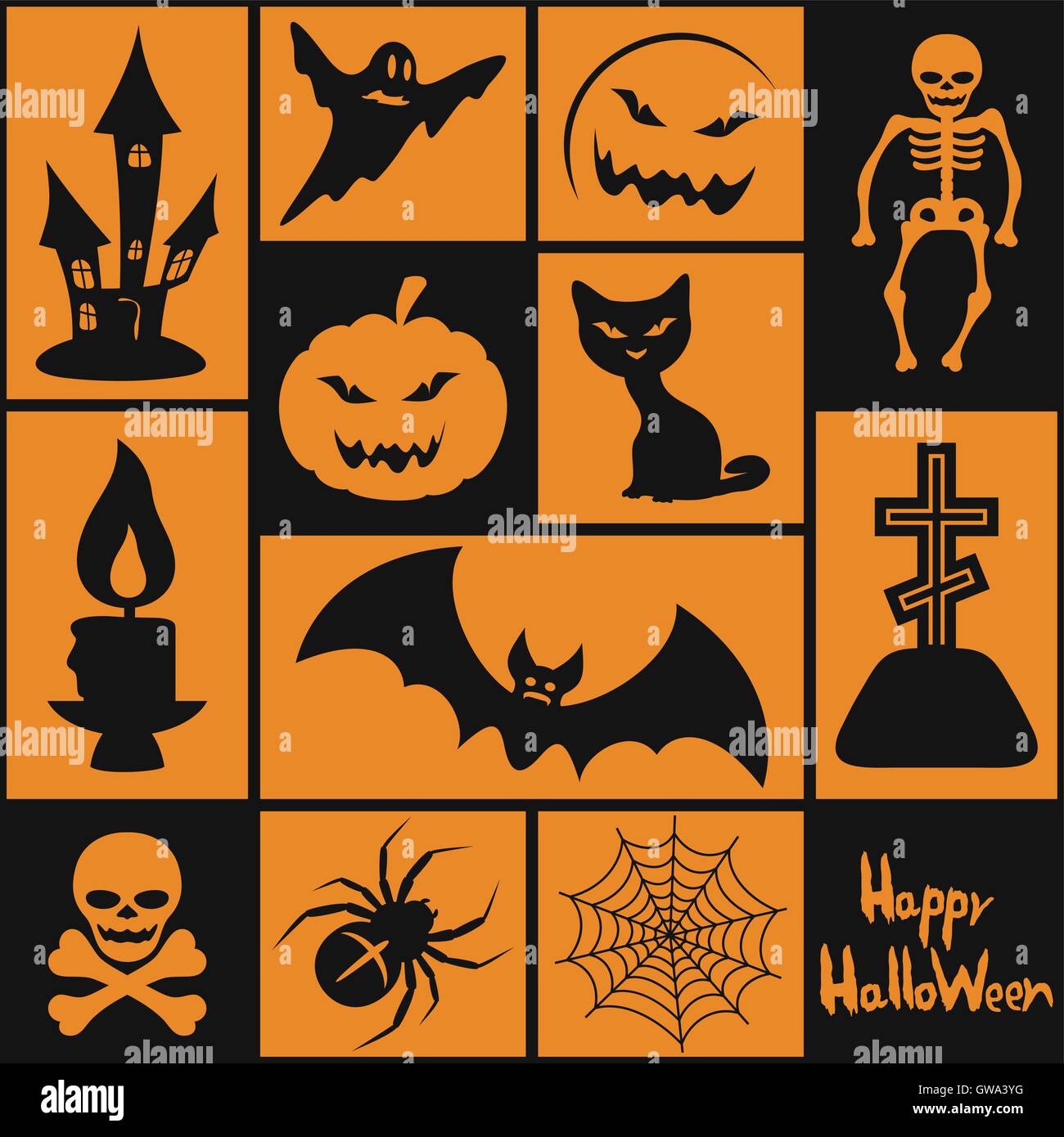 Halloween set spiderweb pumpkin Stock Vector Images Alamy
