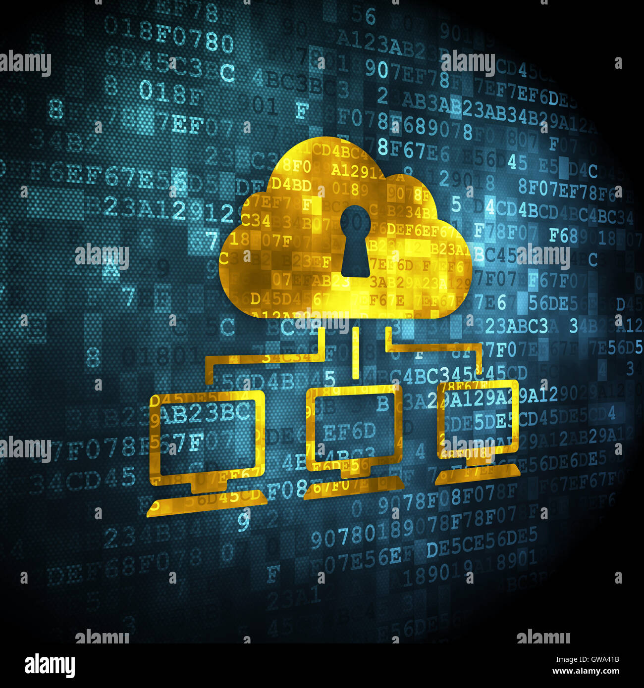 Cloud technology concept: Cloud Network on digital background Stock ...