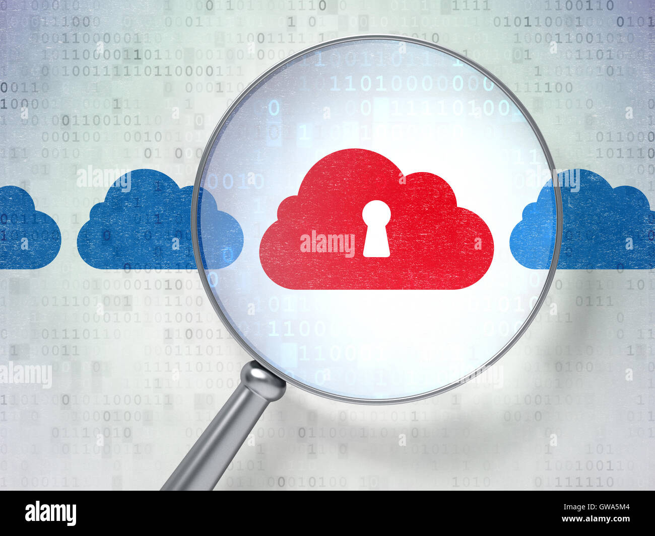 Networking concept: Cloud Whis Keyhole with optical glass Stock Photo