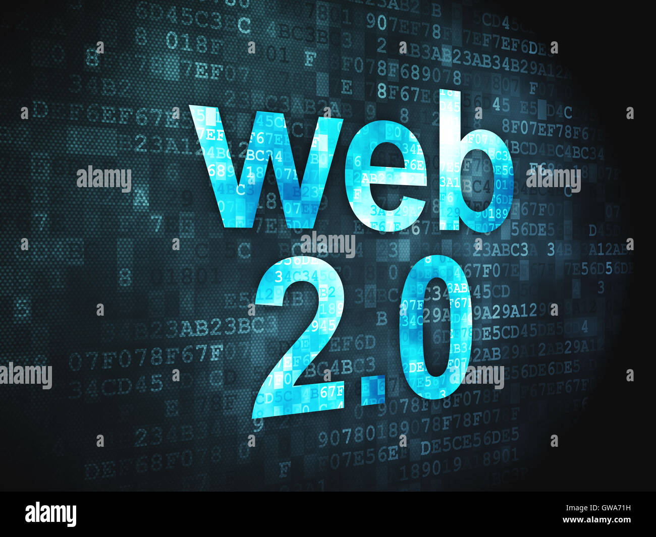 SEO web development concept: Web 2.0 on digital background Stock Photo ...