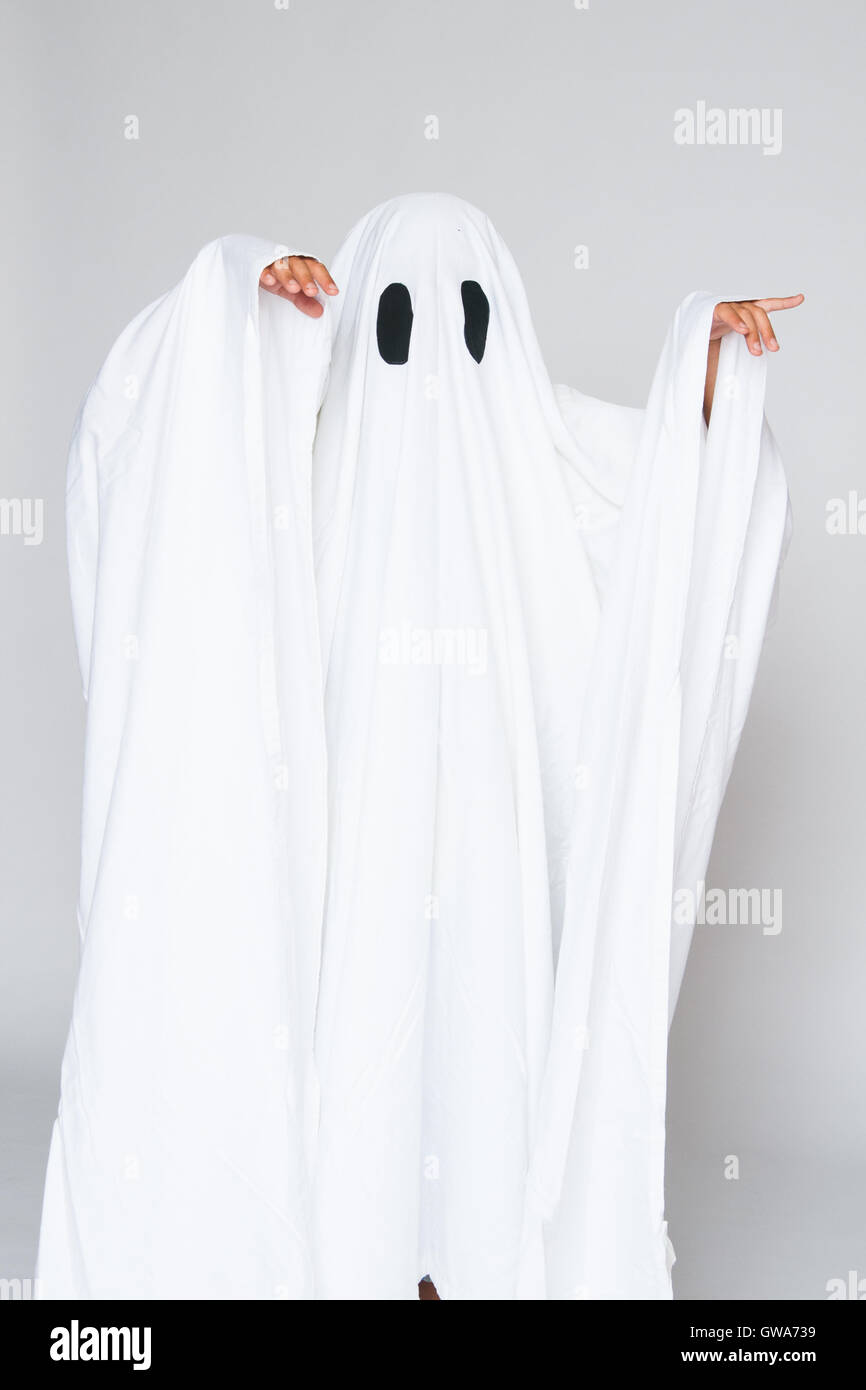 young child dressed in a ghost costume for halloween Stock Photo - Alamy