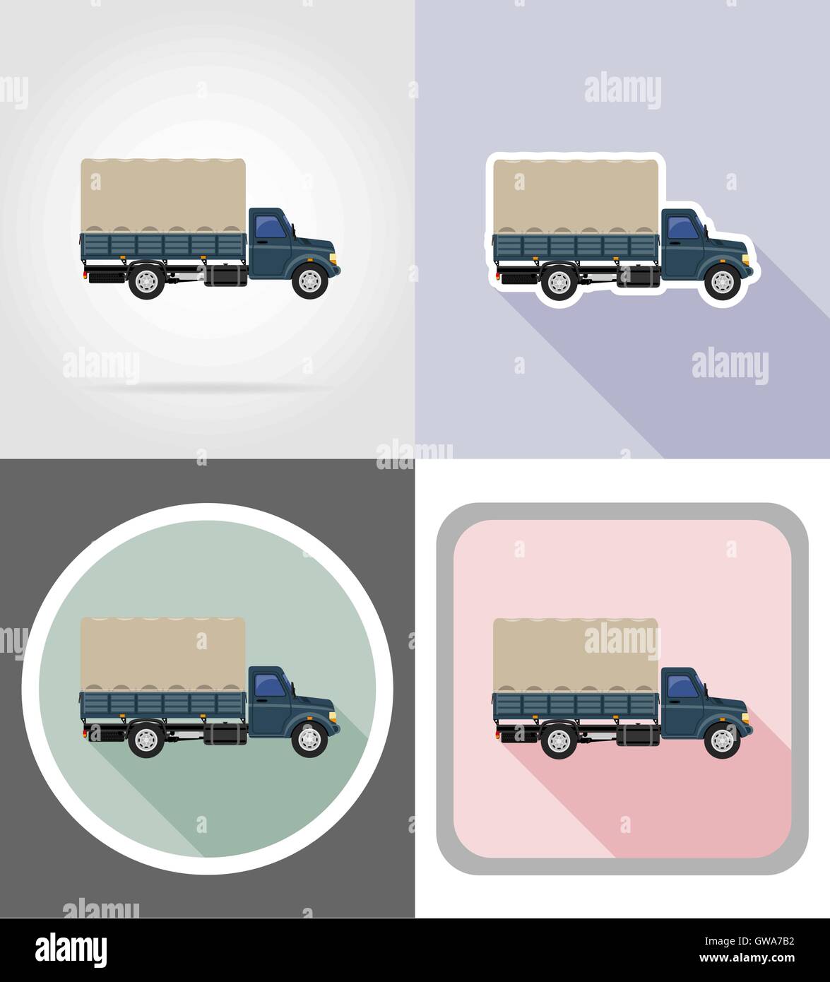 cargo truck for transportation of goods flat icons vector illustration ...