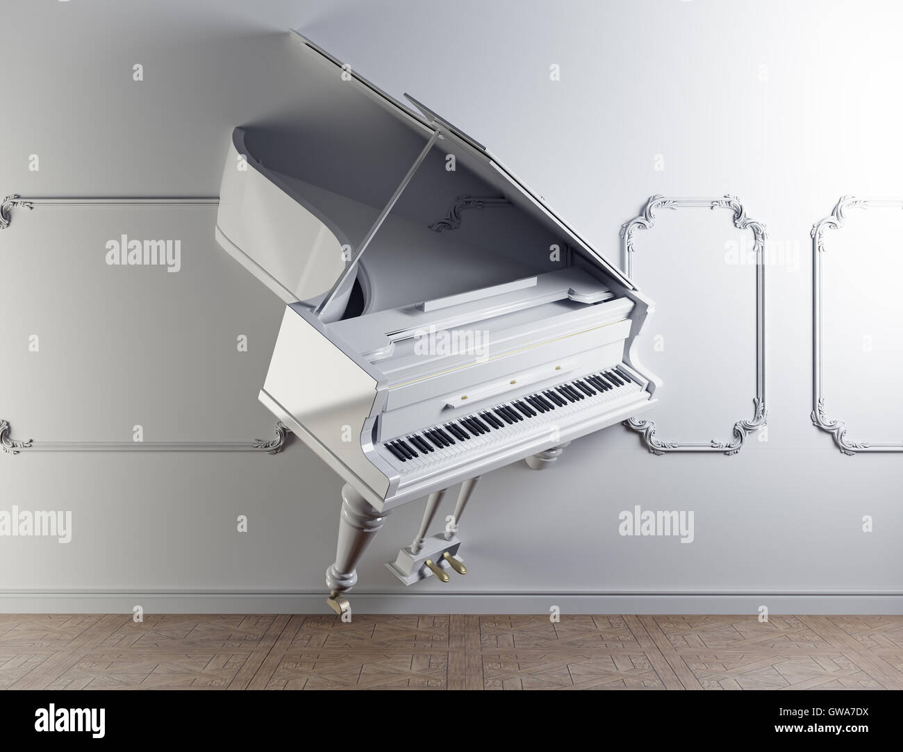 grand piano in the wall Stock Photo