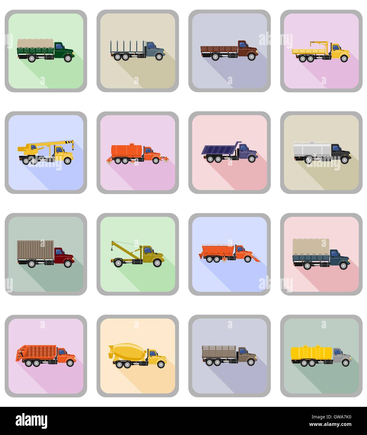 truck flat icons vector illustration isolated on background Stock ...