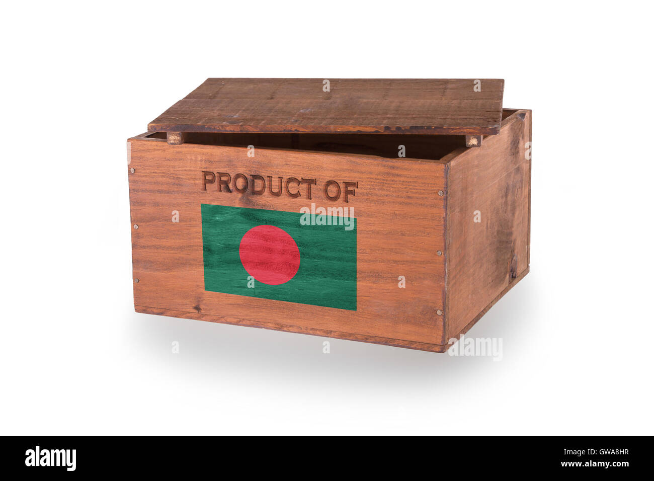 Wooden crate isolated on a white background Stock Photo