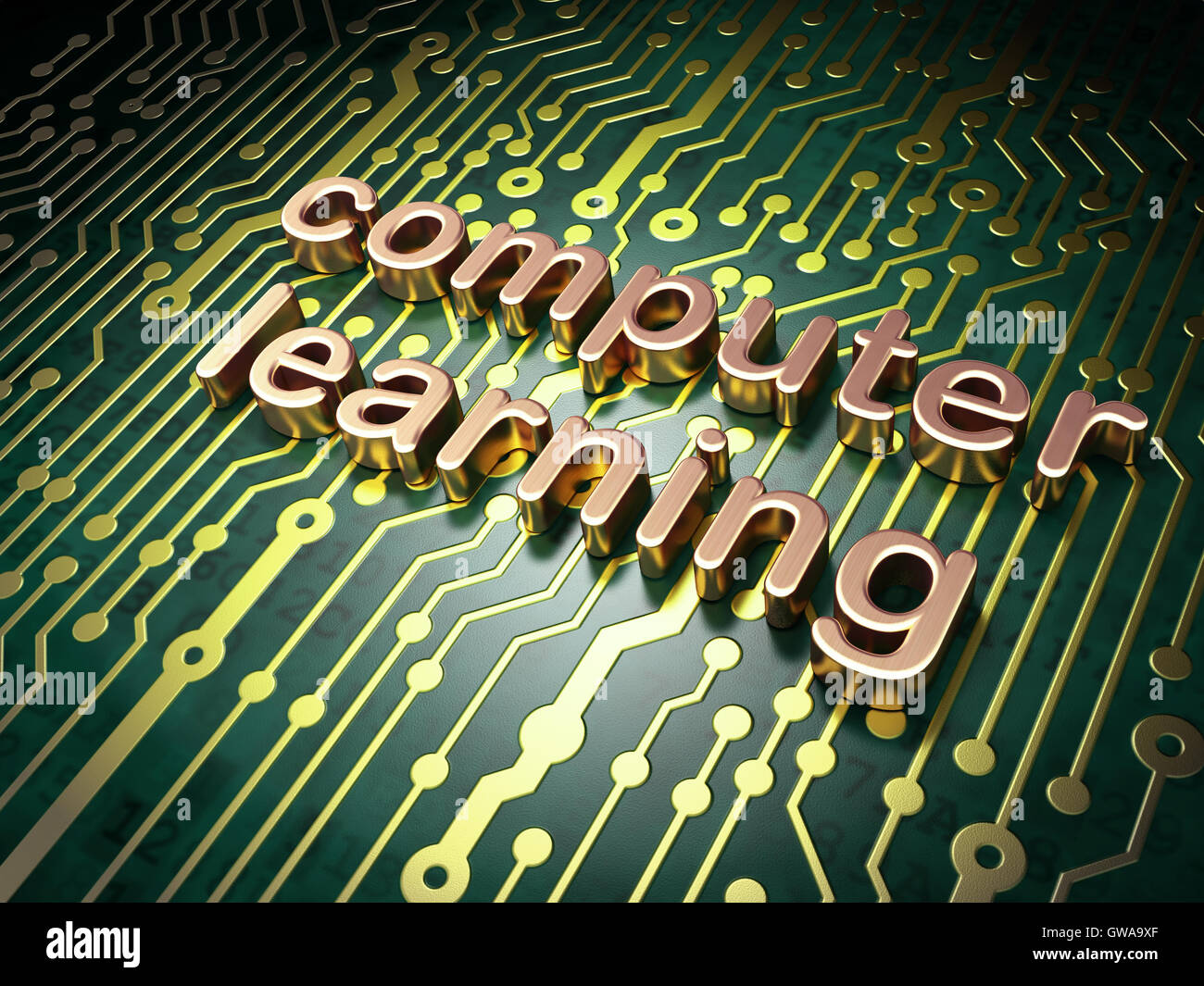 Education concept: Computer Learning on circuit board background Stock ...