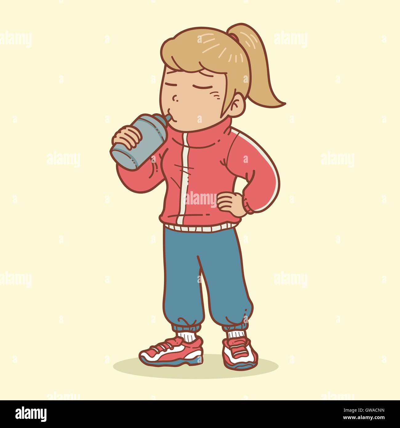 Woman drink after exercise Stock Vector