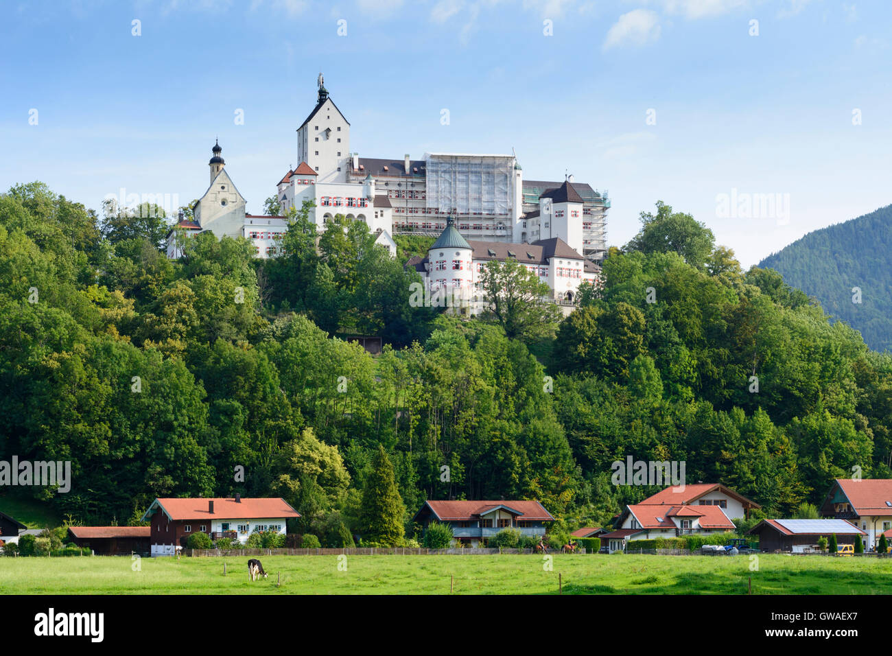Aschau im Chiemgau: Hohenaschau Castle, Germany, Bayern, Bavaria, Oberbayern, Chiemgau, Upper Bavaria Stock Photo