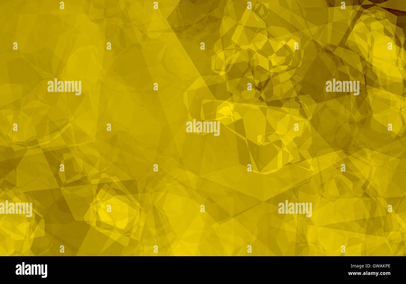 An abstract golden yellow background with a pattern of lines, curves and spots. Can be used as a wallpaper. Stock Photo