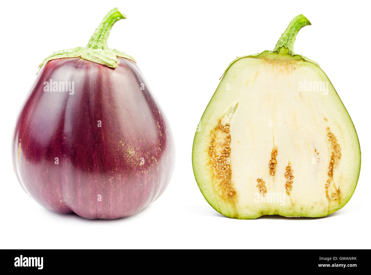 Fresh raw eggplant isolated on white background Stock Photo Alamy