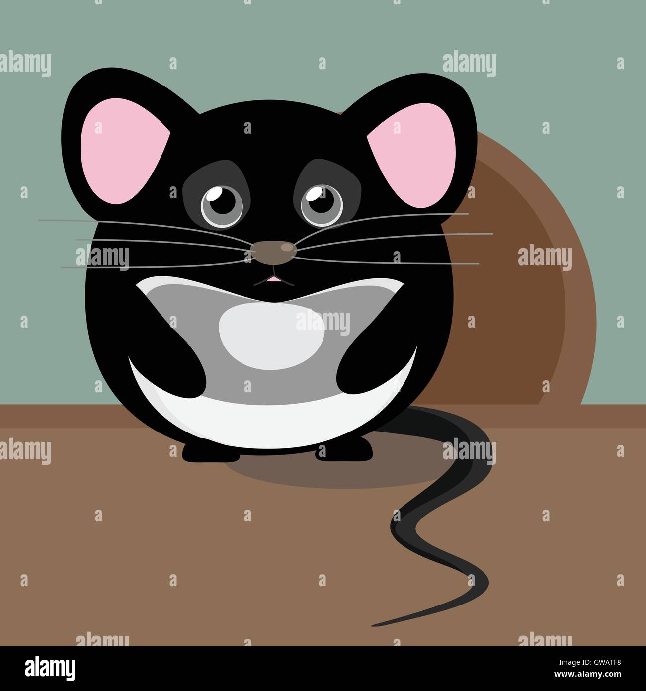 Abstract cute gray sad mouse. Nice character for kids illustration Stock Vector