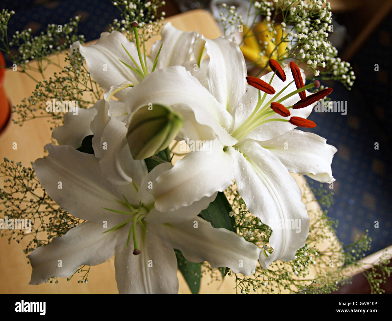 white lily in a bouquet Stock Photo - Alamy