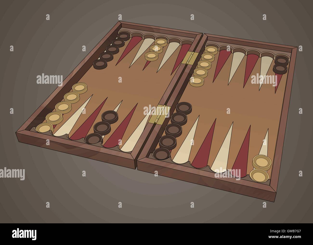 backgammon wooden tavli board game Stock Vector