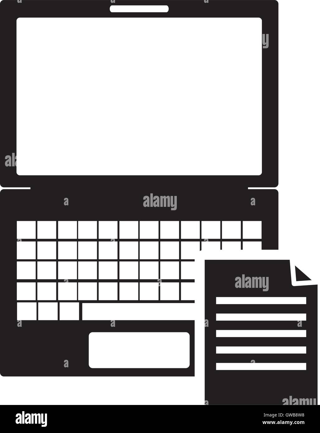 laptop frontview and document icon Stock Vector Image & Art - Alamy