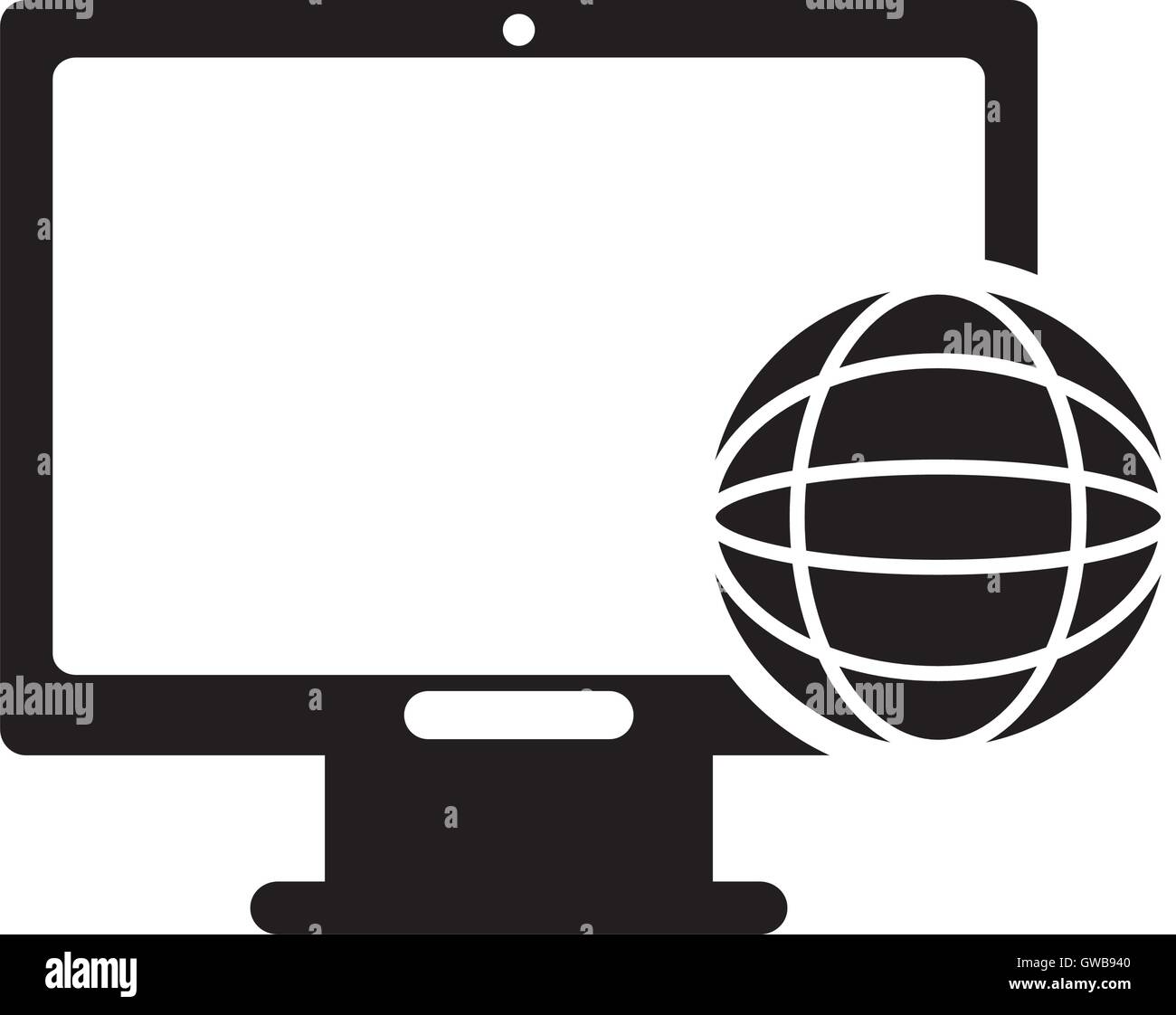 computer monitor and earth globe diagram icon Stock Vector Image & Art ...