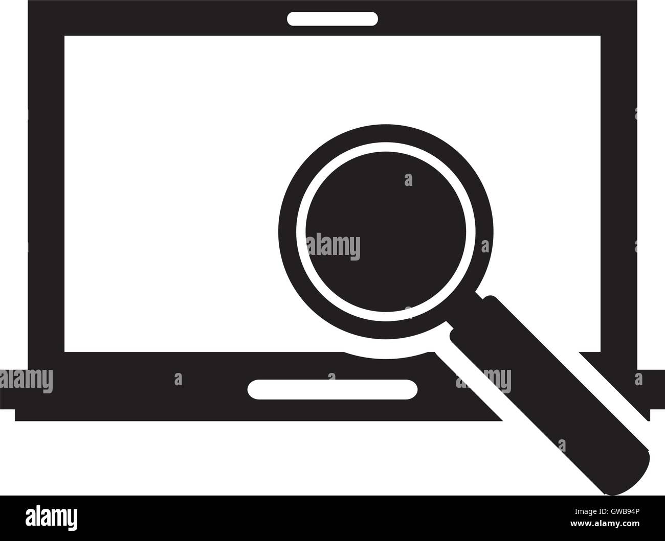 laptop frontview and magnifying glass icon Stock Vector Image & Art - Alamy