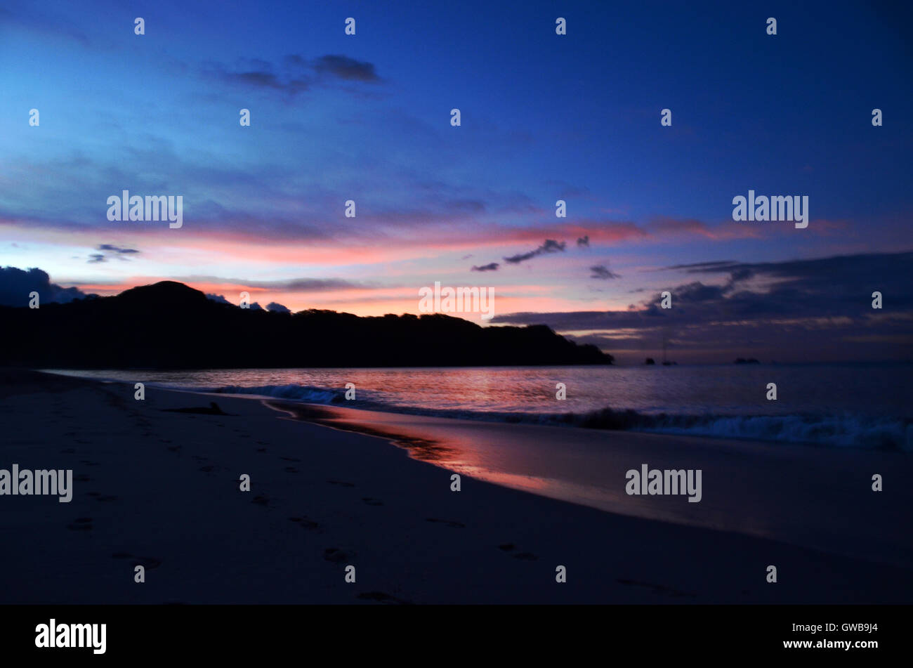 Sunset At Playa Conchal - Costa Rica. Stock Photo