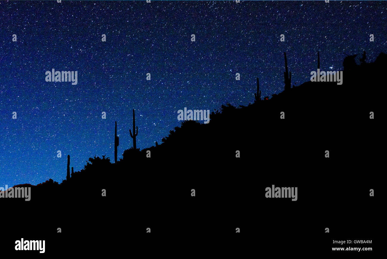Stars against azure night sky near Carefree, Arizona, USA Stock Photo