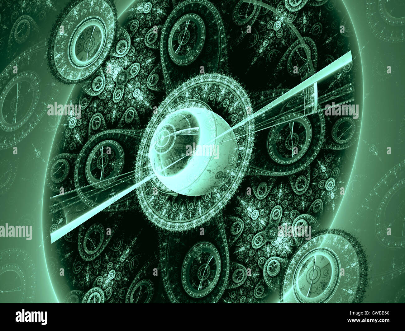 Abstract digitally generated image green clock Stock Photo Alamy