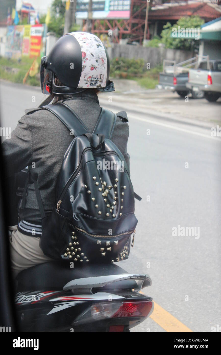 A scooter on the road in Thailand, Phuket, Southeast Asia Stock Photo