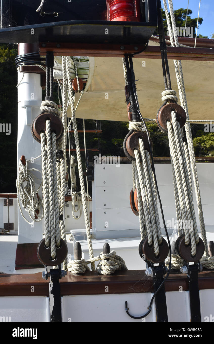 Vintage sailing ship rigging Stock Photo Alamy