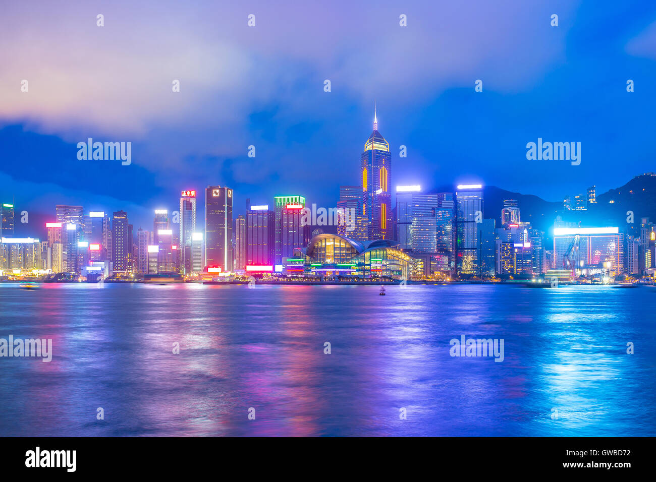 Hong Kong cityscape at night Stock Photo - Alamy