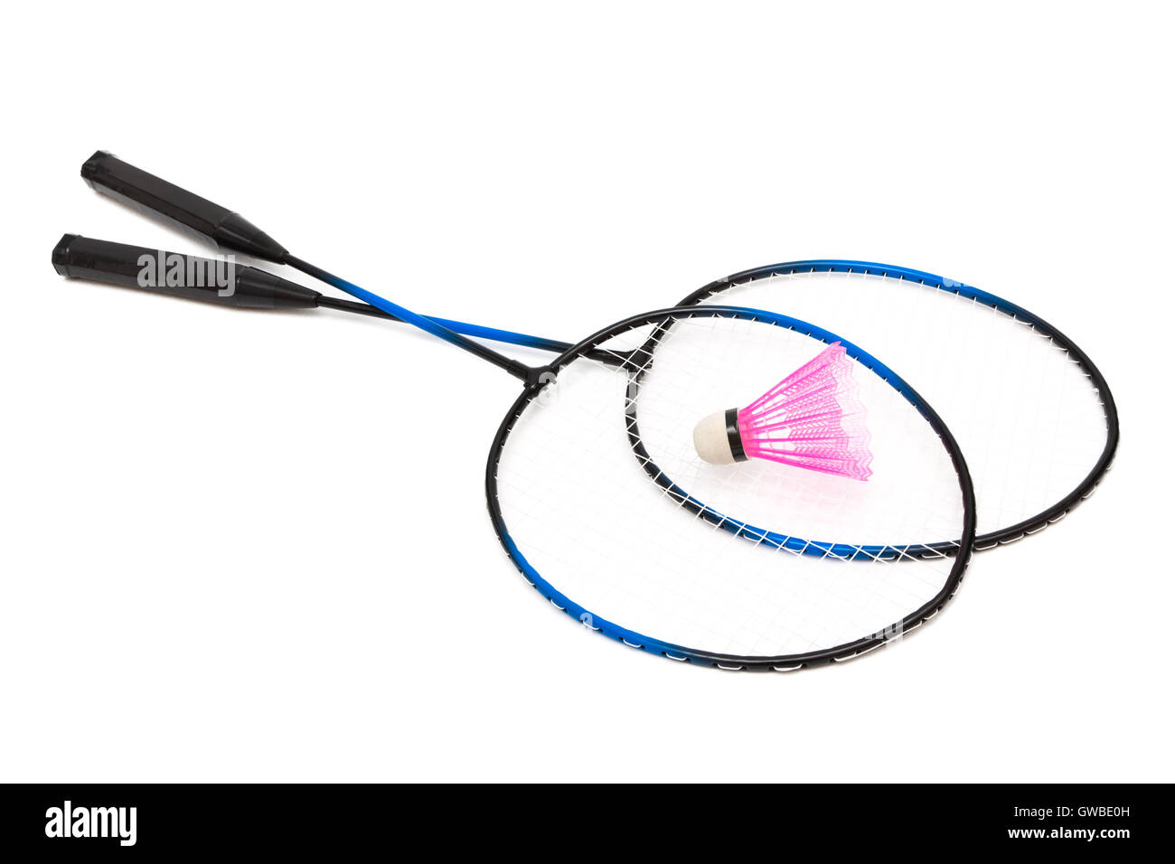 racket and shuttlecock badminton on a white background Stock Photo - Alamy