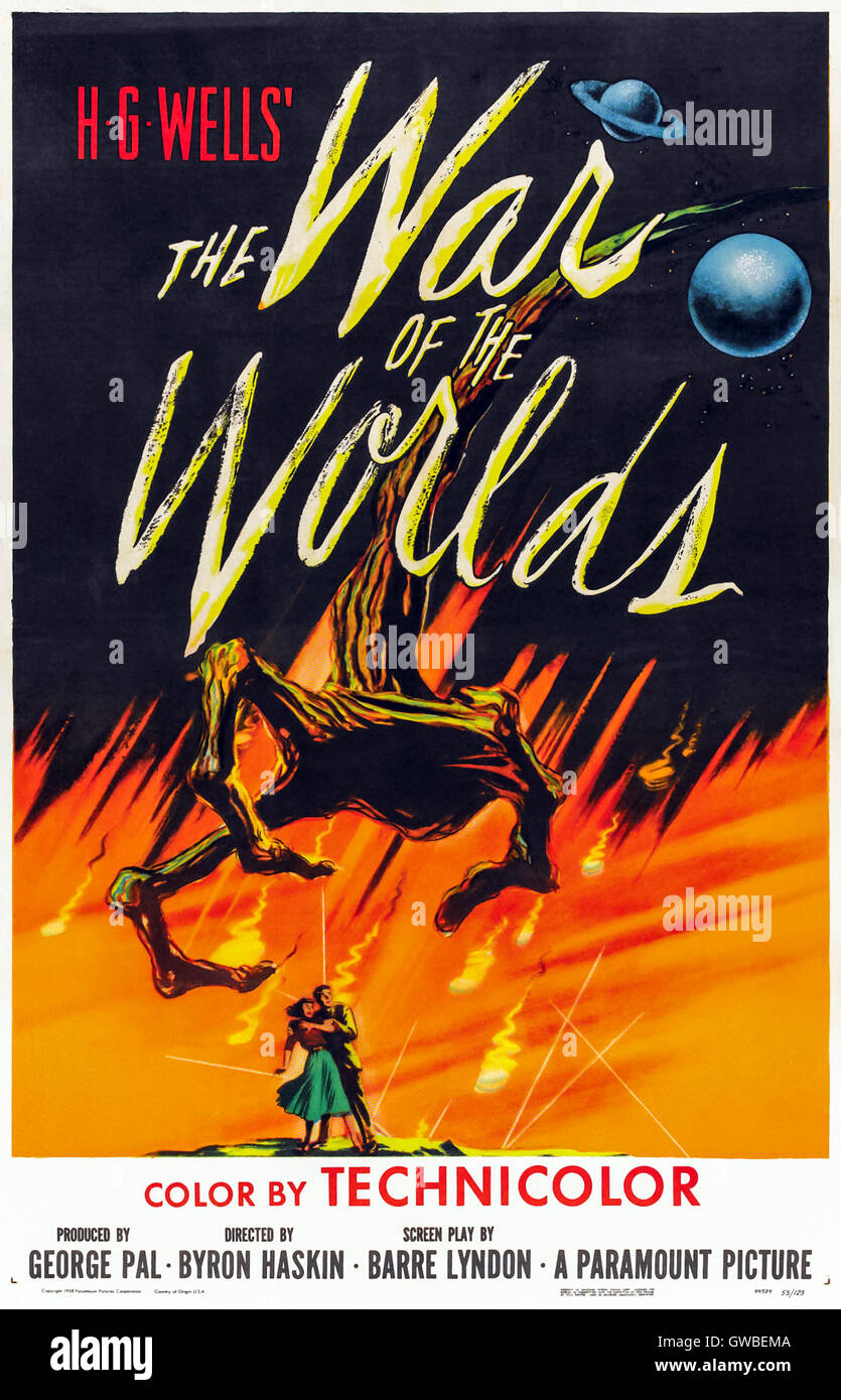 The War of the Worlds (1953) directed by Byron Haskin and starring Gene Barry, Ann Robinson and Les Tremayne. H.G. Wells' tale of an alien invasion invades the big screen. Stock Photo