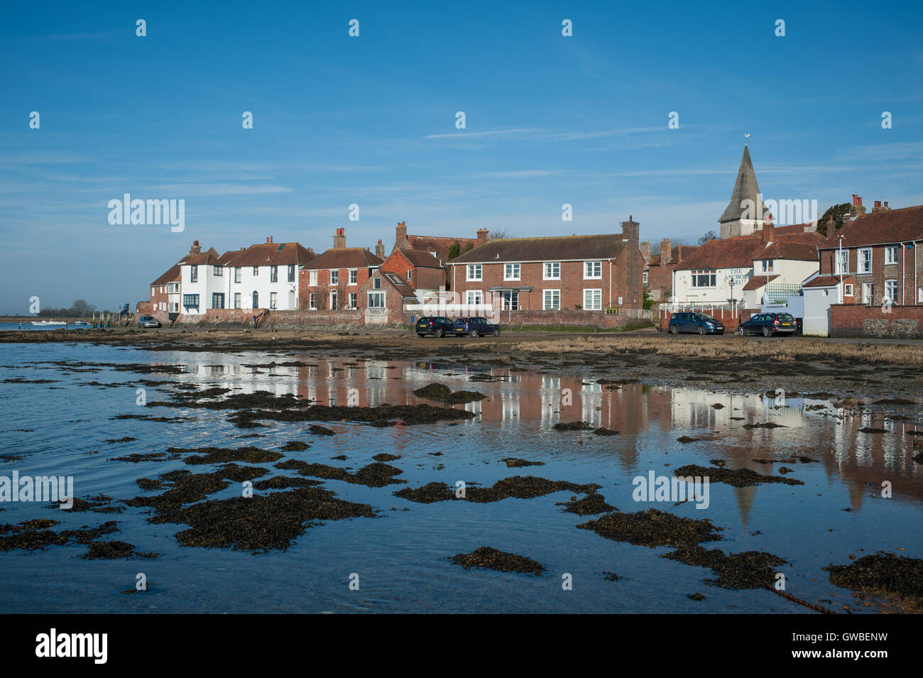 Bosham, West Sussex, UK. Homes in the village overlooking the water